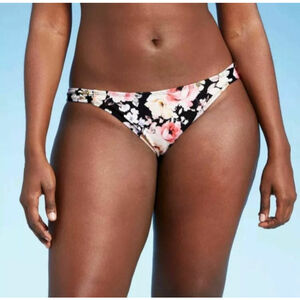 Juniors' Cheeky Side-Tab Bikini Bottom - Xhilaration™ Black Floral Size XL